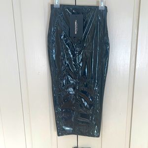 Vinyl seam detail midi skirt